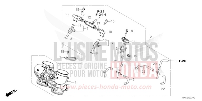 CORPS DE PAPILLON de Africa Twin DCT GRAND PRIX RED (R380B) 2021
